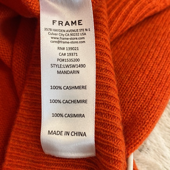 NWT💕FRAME Denim Scoop Neck Sweater in MANDARIN Size S - Picture 14 of 14